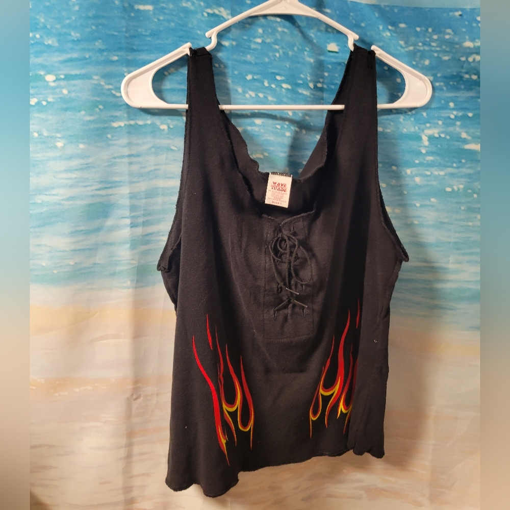 Wave Trade Black Hills‎ Rally Motorcycle Hulett Wyoming Flames Size XL Tank Top